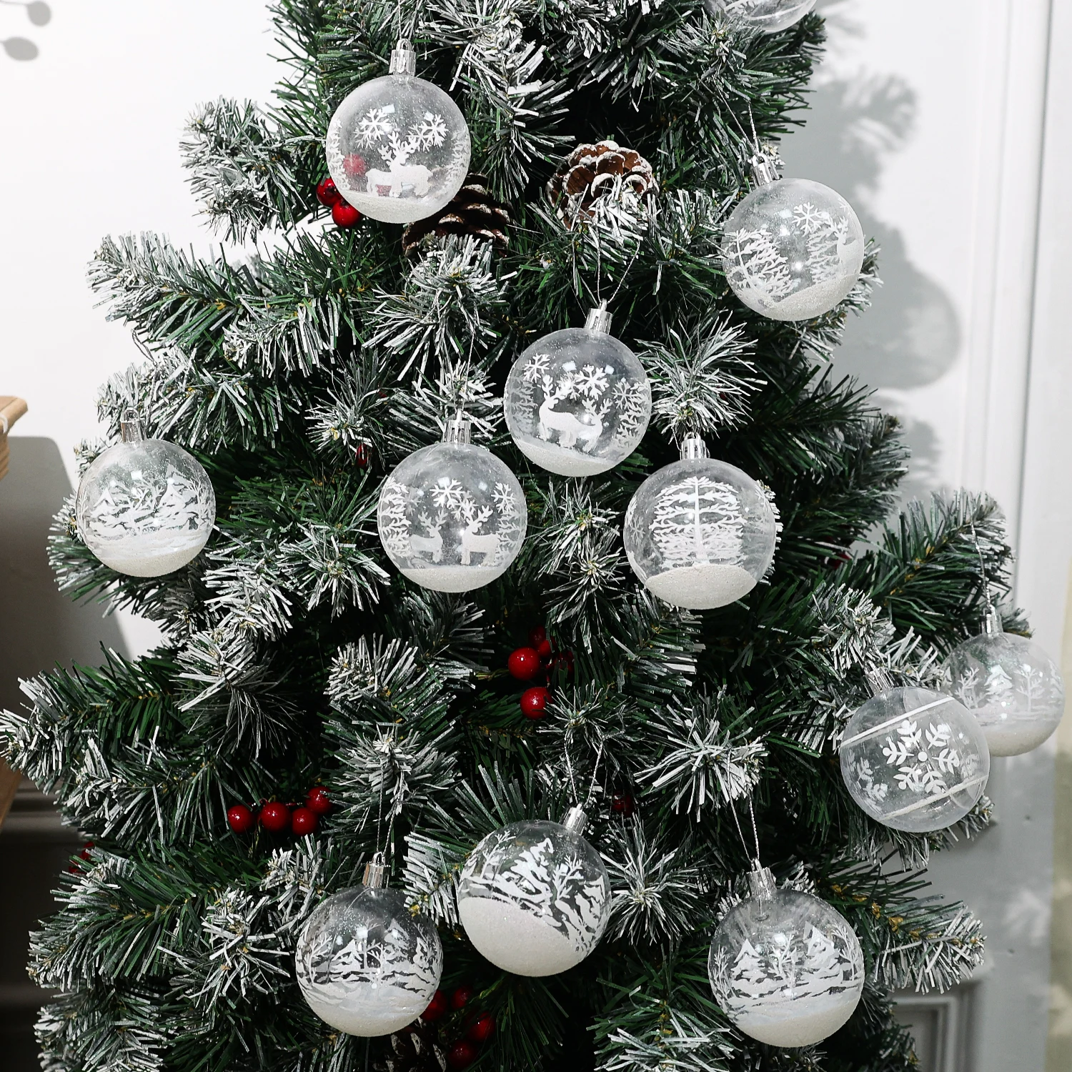 24/6pcs New Year Christmas Balls Transparent Snowflake Printed Xmas Tree Hanging Ball Pendents Navidad Party Decor Ornaments - Image 6