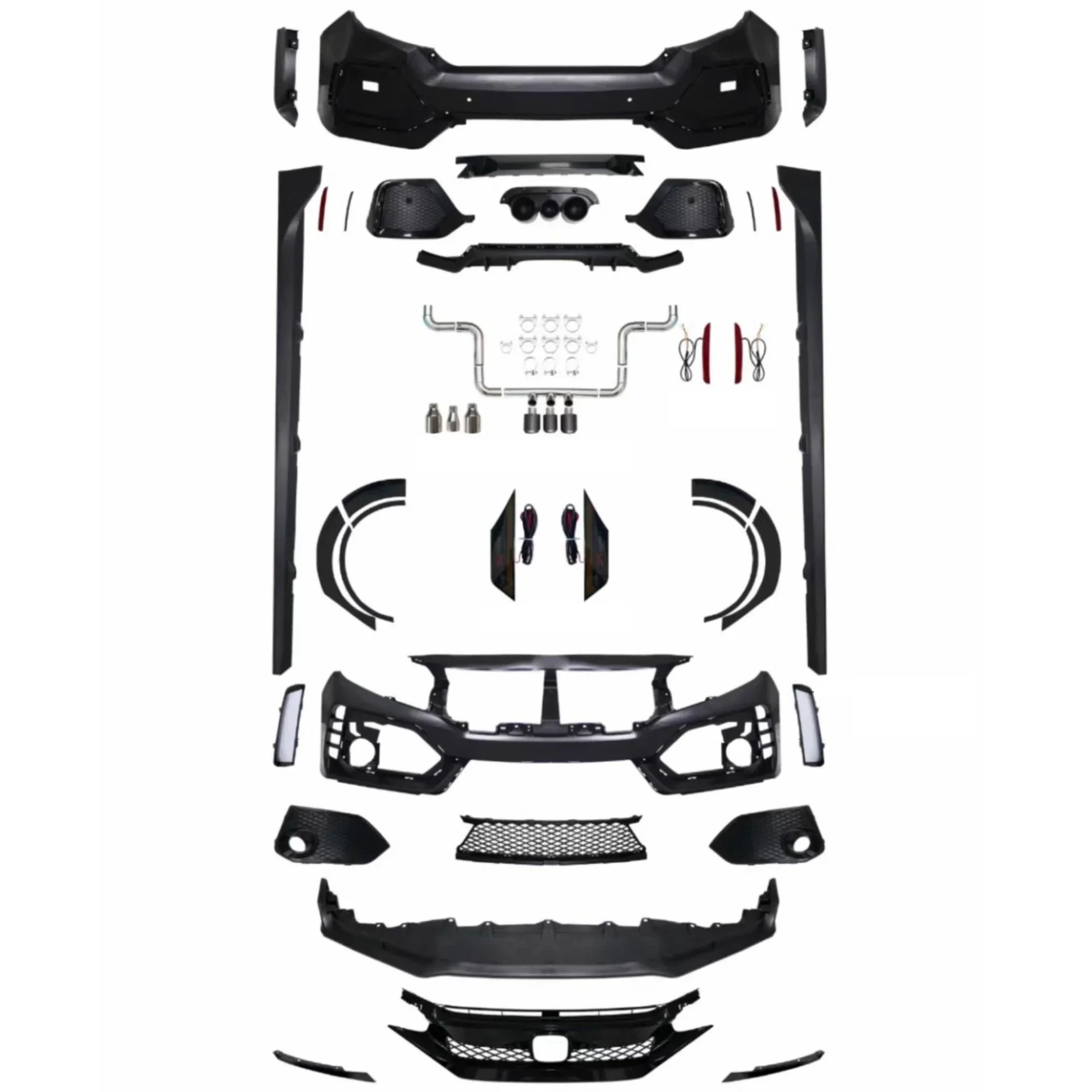 Front Shovel Rear Lip Botton Grille Fog Lamp Frame for Honda Civic Typer FC-450 Reflector Surround Car Accessories