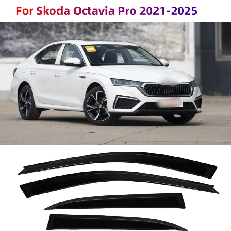 

Полупрозрачные козырьки для боковых окон автомобиля, защита от дождя и солнца, дефлектор для Skoda Octavia Pro 2021-2025, молдинг ветрового козырька