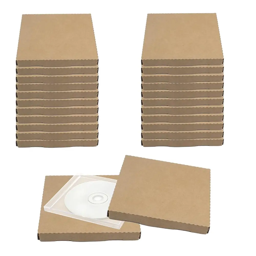 

25 шт. почтовых коробок для CD, 4,96 x 5,7 x 0,47 дюйма, маленькие одинарные коричневые гофрированные картонные коробки для отправки почтой и доставки