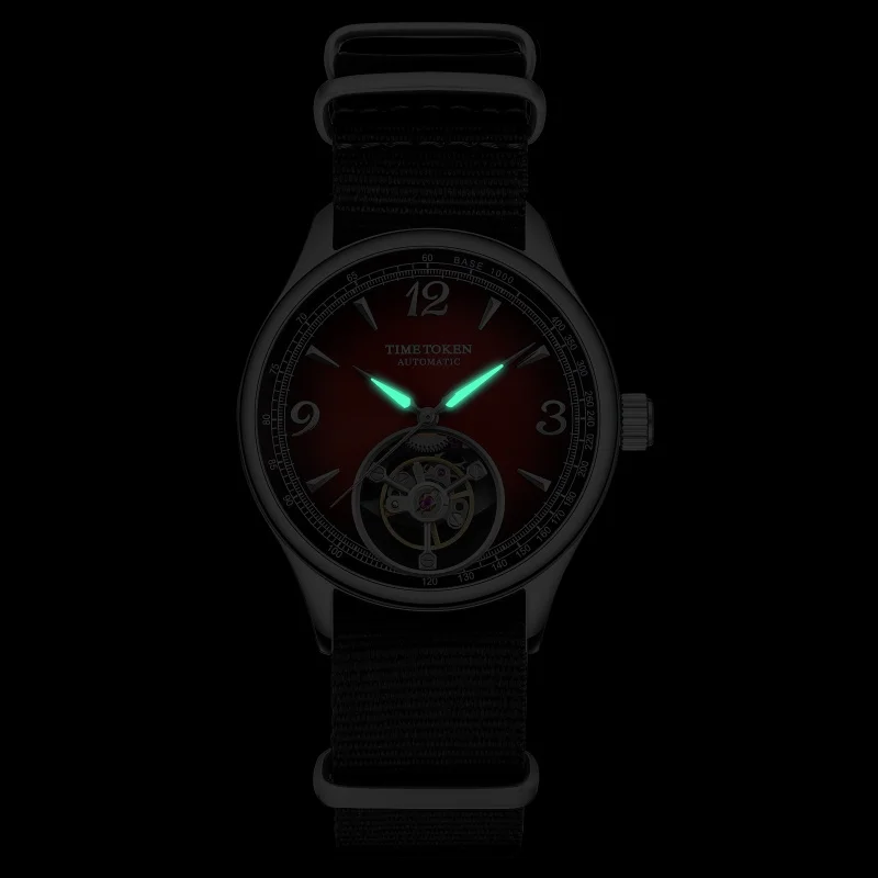 TIME TOKEN T434GS Men's Skeleton Automatic Mechanical Watch 316L Stainless Steel Case Sapphire Crystal 5ATM Water Resistant