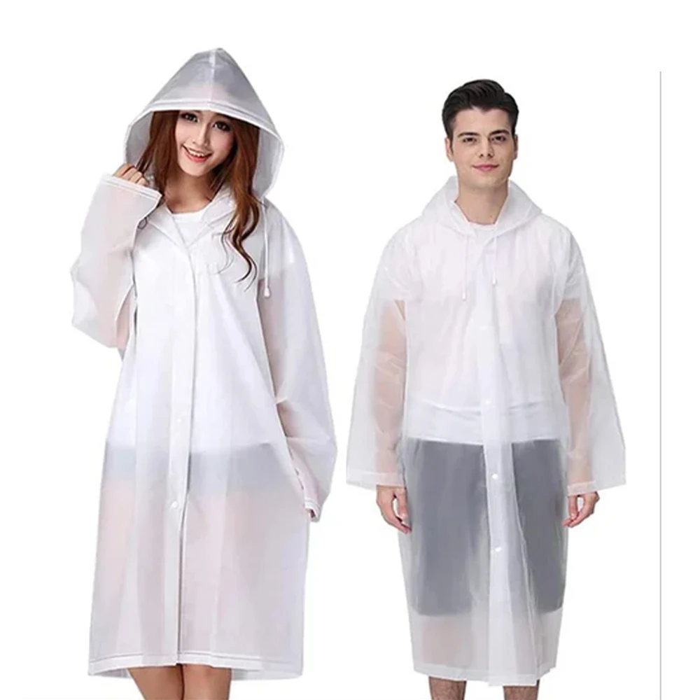 Capa de Chuva Longa Transparente com Capuz Reforçado Impermeável Reutilizável para Motociclista Adulto