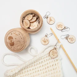 8pcs/set  Round Wood Knitting Stitch Markers Cartoon Cute Wooden Locking Latch Knitting Tools Needle Clip Hook Sewing Tool