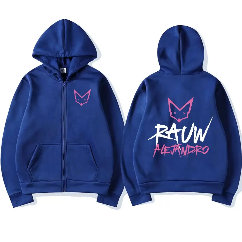 Singer Rauw Alejandro Zipper Hoodies Men Women Fashion Vintage Pullovers Hip Hop Gothic Oversized Zip Up Sweatshirts Streetwear