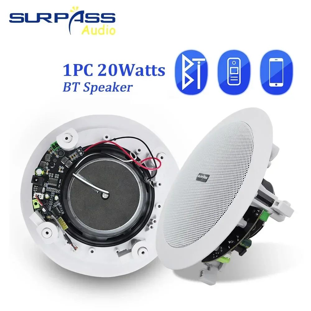 5.25 Inch 20W Coxial Ceiling Speaker Class D Bluetooth Household Bathroom Home Theater Full Frequency Wireless Audio Speakers