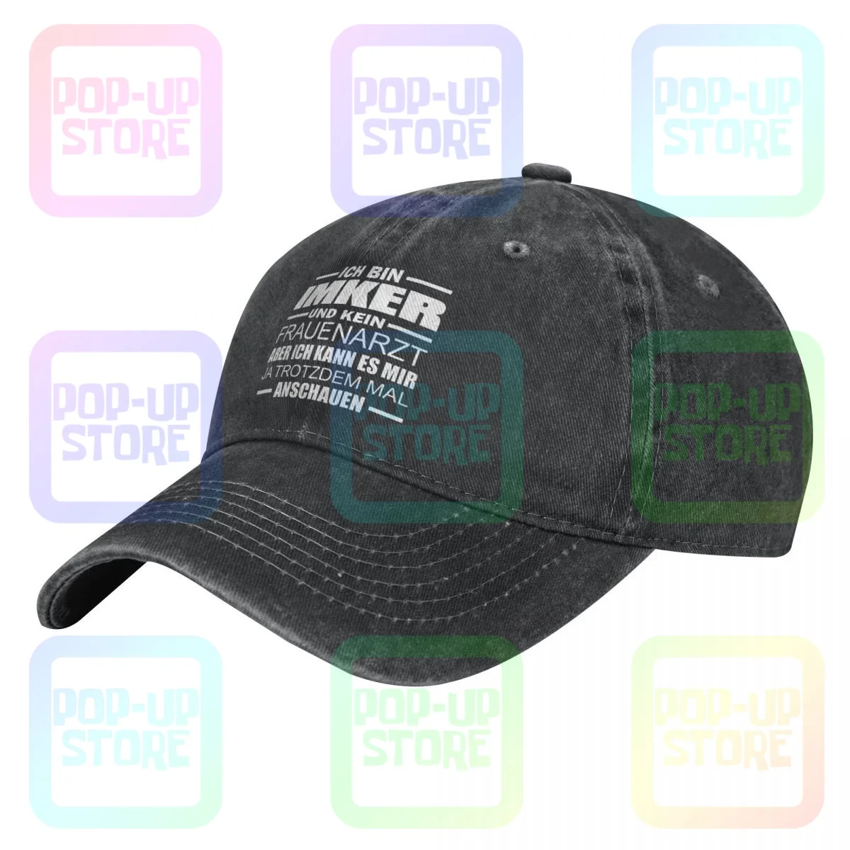 Imker Frauenarzt Lustig Geschenk Spruch Spruche Bienen Honig Washed Denim Baseball Cap Trucker Hats Pop