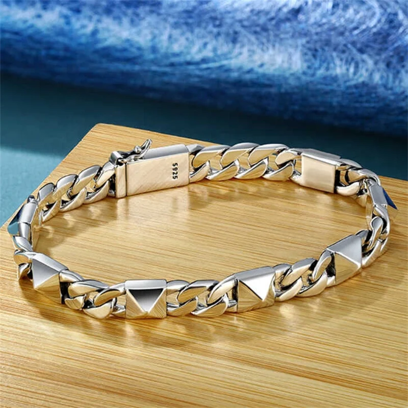 

Trendy Rivet Chain Bracelet Men Jewelry 18 20 22cm Personality Female Male Hand Accessories Bracelet For Boyfriend Gift