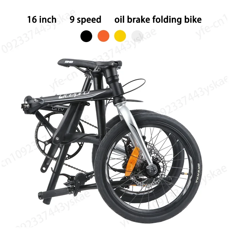 factory price hot sale LP litepro 1609 16inch Folding Bike Mini Modification 9 Speed Bicycle Vehicle Oil Disc Brake 305