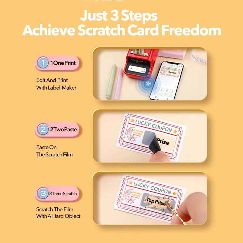 NIIMBOT B21 Mini Portable Printer Lottery Scratchcard Labels Water/Oil/Tear/Scratch Resistant Thermal Label B1 B3S