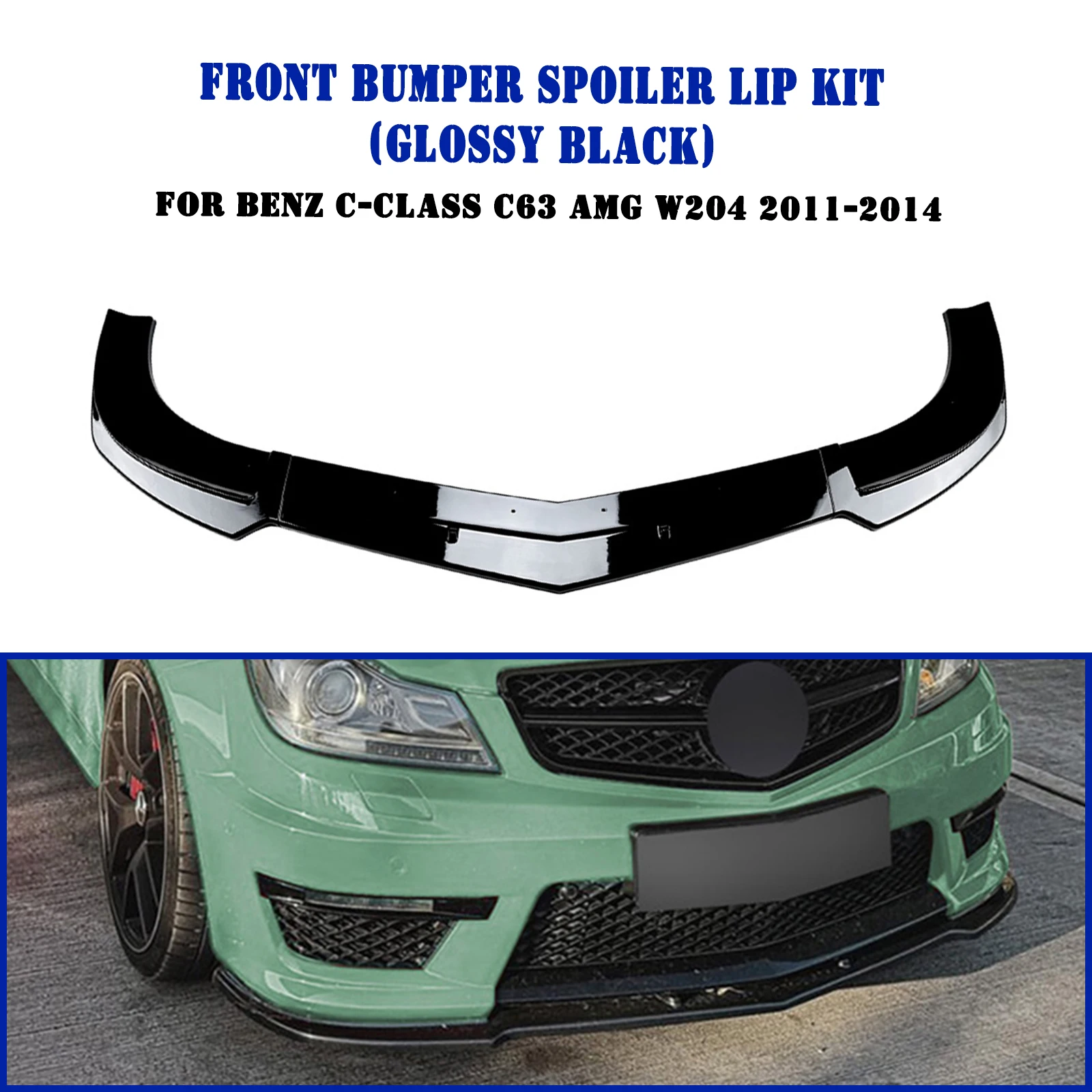 For Mercedes Benz W204 C Class C63 AMG Sedan 4 Door 2012-2014 Front Bumper Spoiler Lip Car Lower Splitter Blade Protector Plate