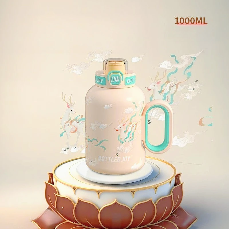

1000ML Sports National Trend 316 Stainless Steel Tons Ton Cup Insulation Ice Insulation 8 To 12 Hours Double-layer Thermos Cup