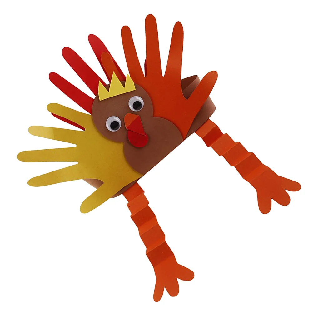 Kids Turkey Hat Educational Accessory Elastic DIY Handmade Craft Thanksgiving Decoration Turkey hat for kids