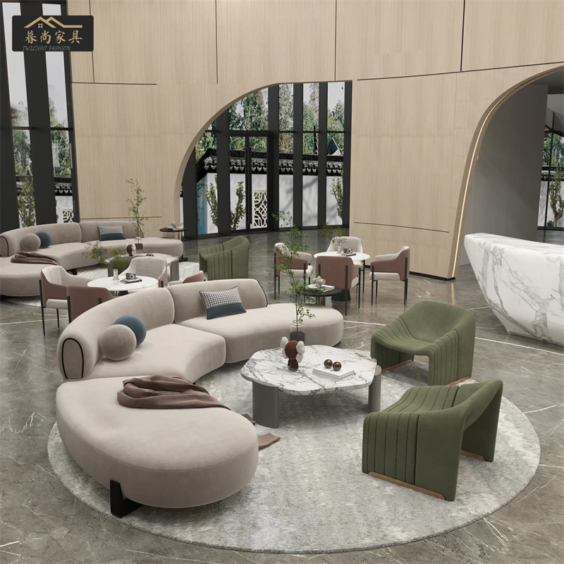 

Hotel beauty salon lobby reception lounge sofa booth sales office to negotiate table and chair combination customization