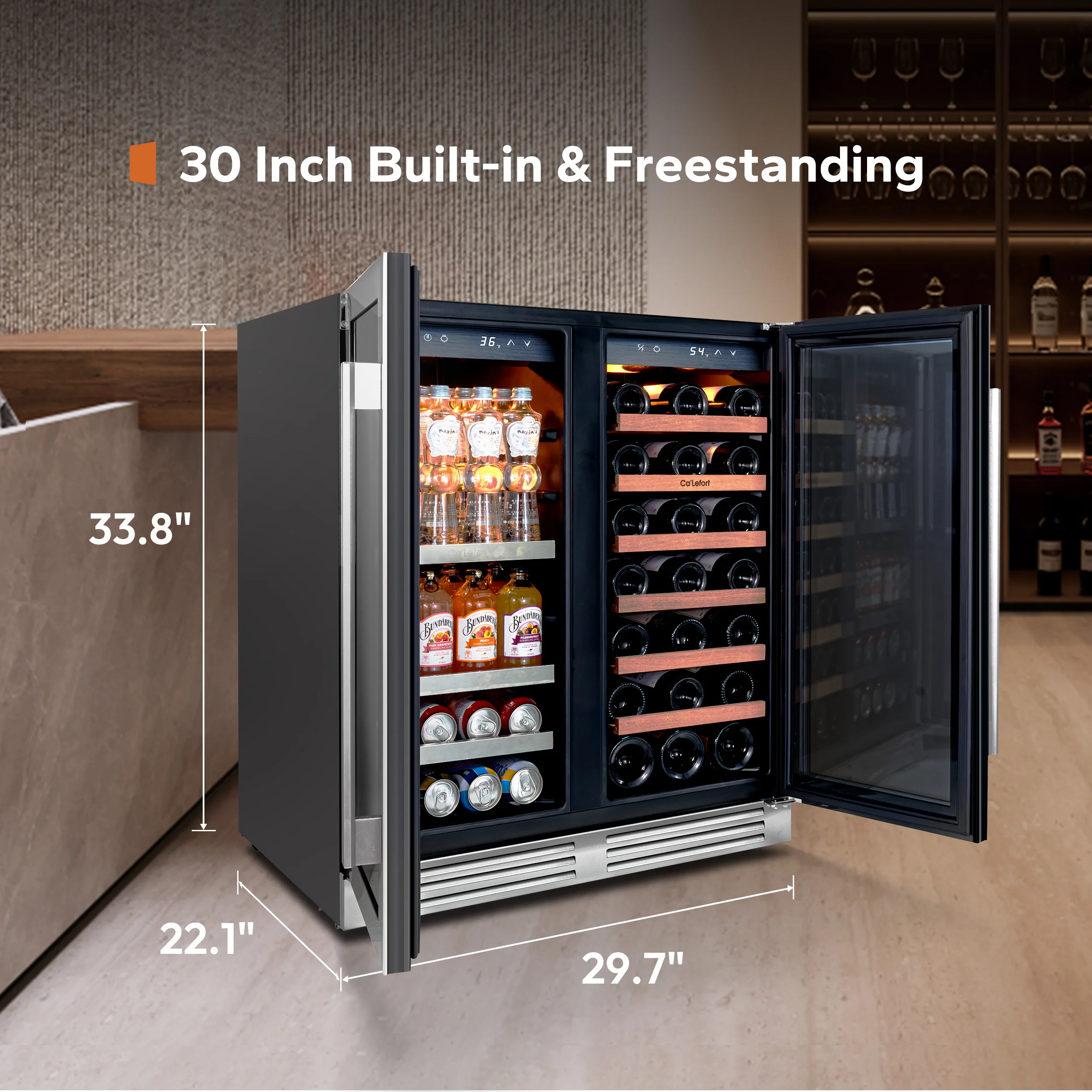 Ca'lefort 170L Wine Refrigerator and Beverage Cooler Fridge – The Premium Dual-Zone Solution for Optimal Storage and Elegance