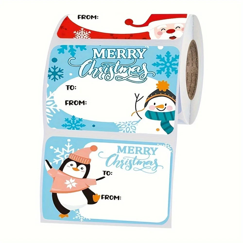 250 Self-Adhesive Stickers per Roll - Vibrant Christmas Holiday Decoration Gift Labels - 5*7.5cm/1.97*2.95inch, Easy Peel-Off, D