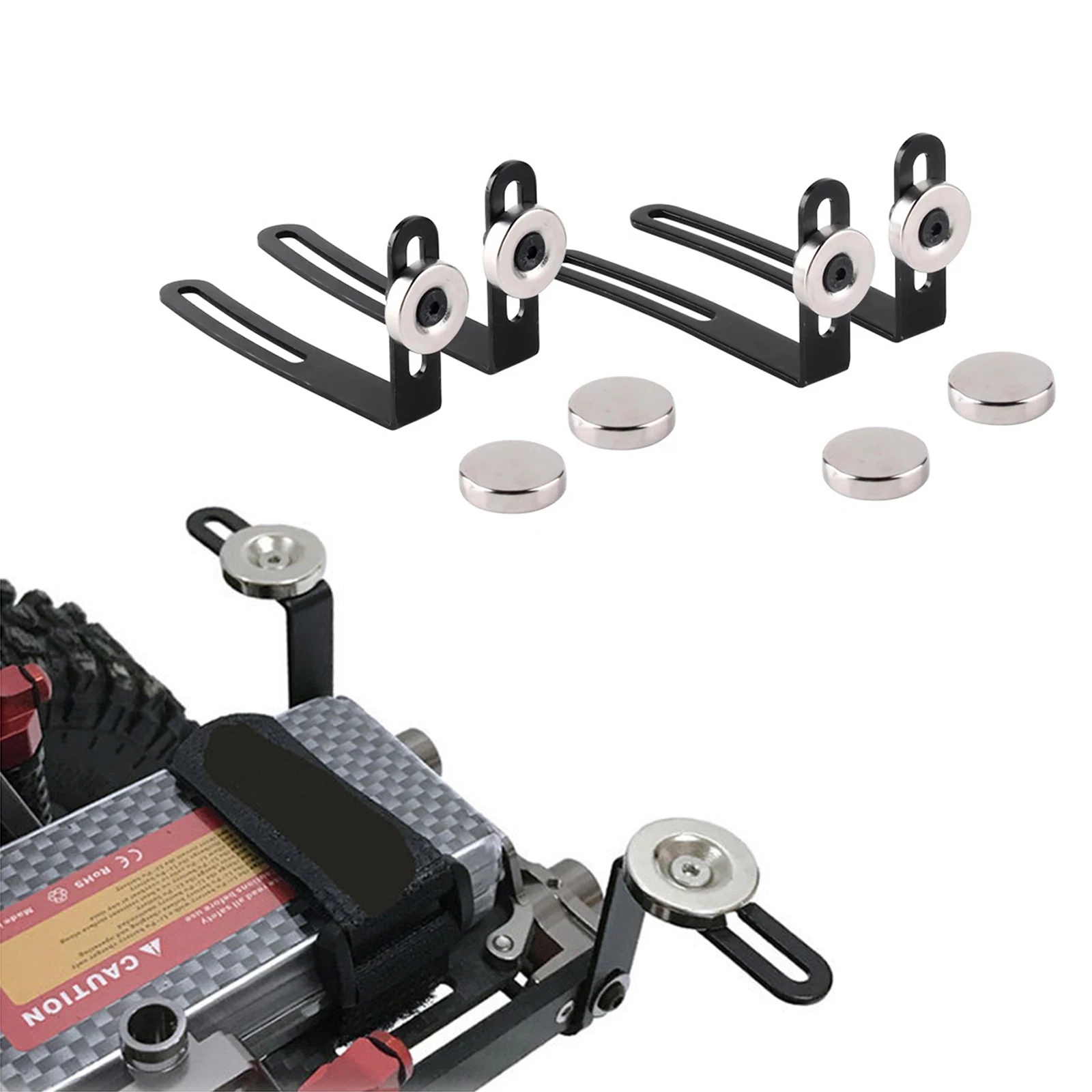 

4PCS Magnetic Shell Mount L-Bracket for 1:10 RC Crawler, Metal Body Mount Kit Compatible with Axial SCX10 90046 D90 S18 Upgrade
