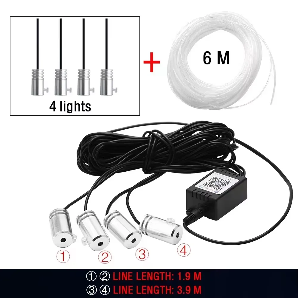 Oprah 4/5/6 In 1 Auto Umgebungs Dekoration Lampe RGB Fiber Optic Neon Flexible App Fernbedienung Auto Innen umgebungs Streifen USB 8M 12V 8