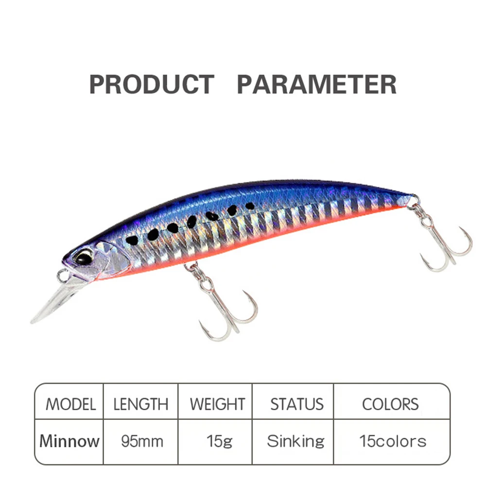 Minnow Lure Spearheadd Ryuki 95S Wobbler für Trolling 9,5 cm 15 g Bass Fishing Bait Wobbler Long Sinking Trolling Jerkbait Pesca – Detail 13
