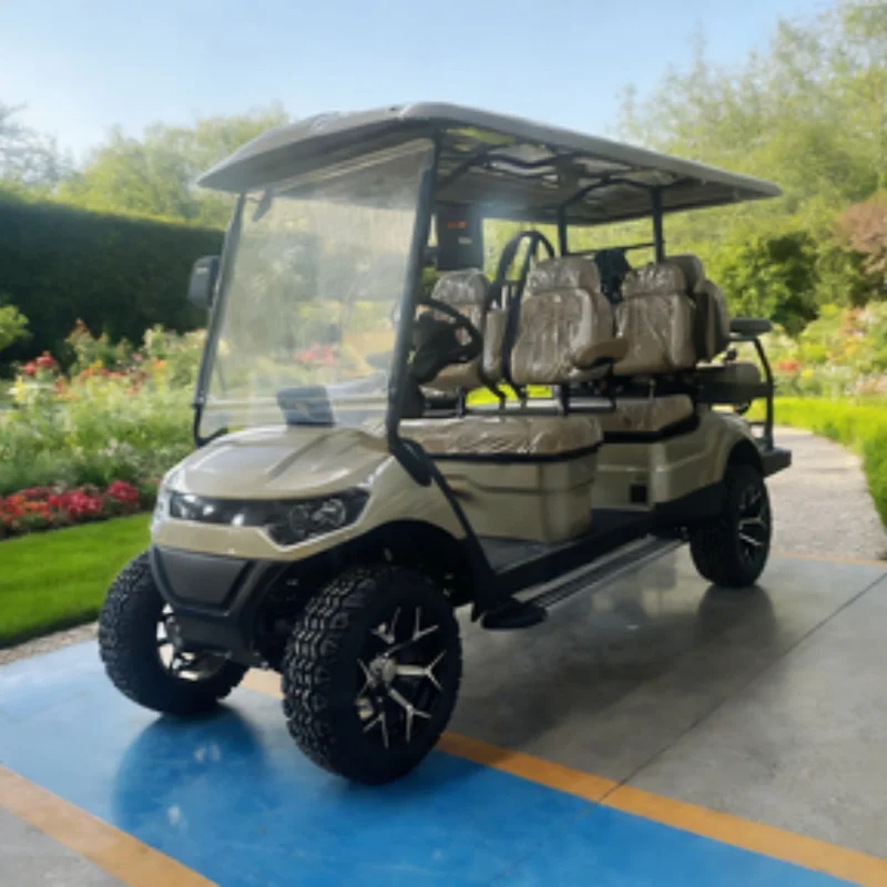 

Solar Panels 72V For Eco-Friendly Transportation Electric Golf Cart With Brown High-End Seats With Armrests Gear Adjustment