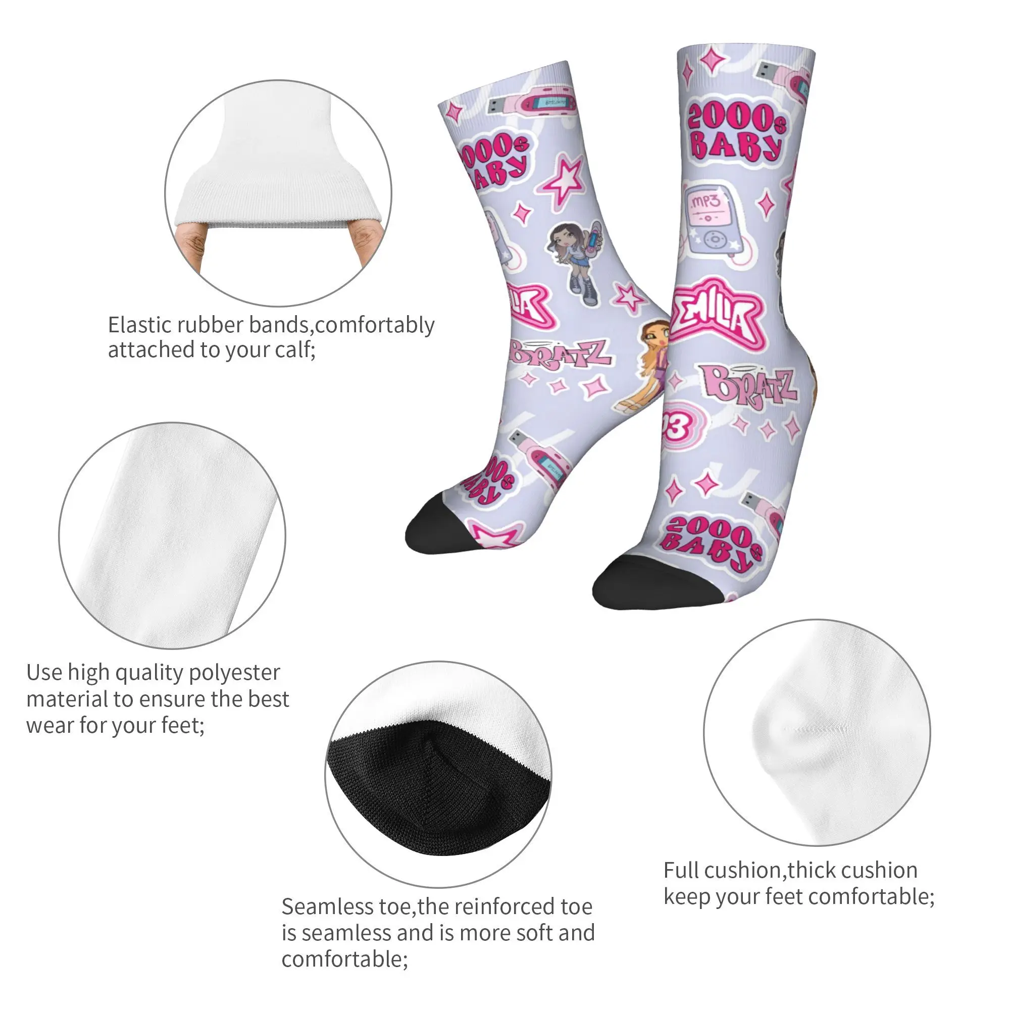 Cool Hot Emilia Mernes Mp3 Soccer Socks  Polyester Long Socks for Unisex Sweat Absorbing