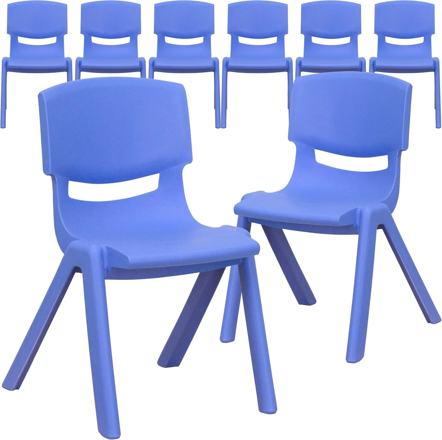 Furniture Whitney 8 Pack Blue Plastic Stackable School Chair with 12'' Seat Height