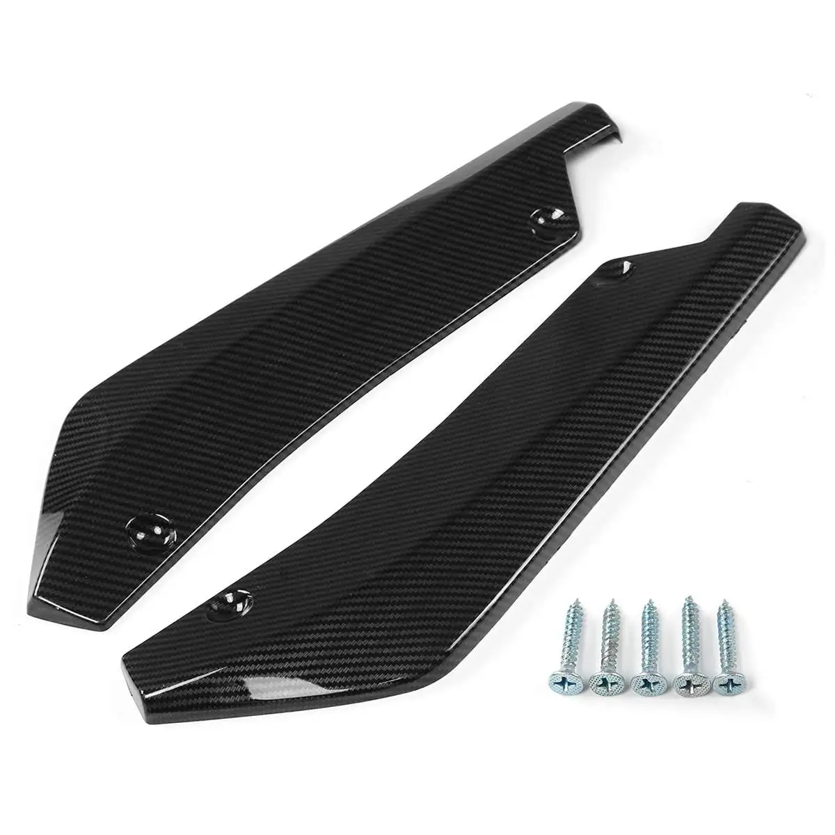 2x Universal Carbon Fiber Look Car Rear Bumper Lip Diffuser Splitter Canard Side Bumper Spoiler Decorative Protection Winglets