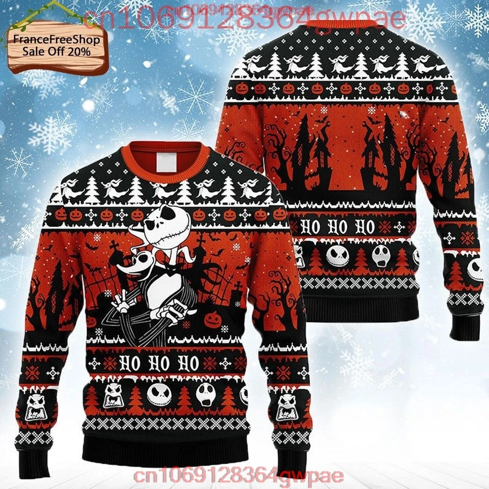 Jack And Sally Nightmare Before Christmas Ugly Sweater Men's Women's 3d Fashion Sweater Disney Ugly Christmas Sweater Tops