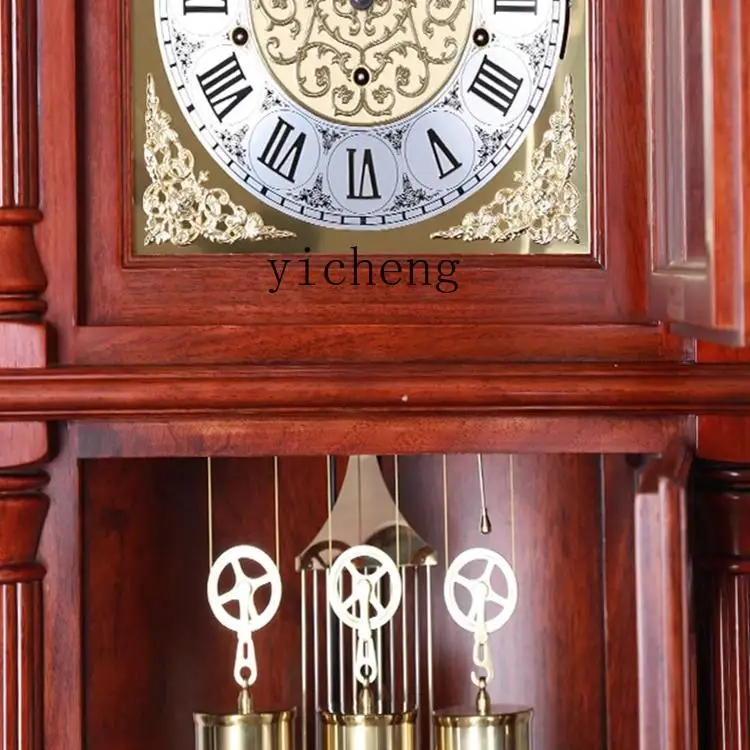 

TWR Solid Wood Floor Clock Mechanical Movement Villa Living Room Large Table Clock