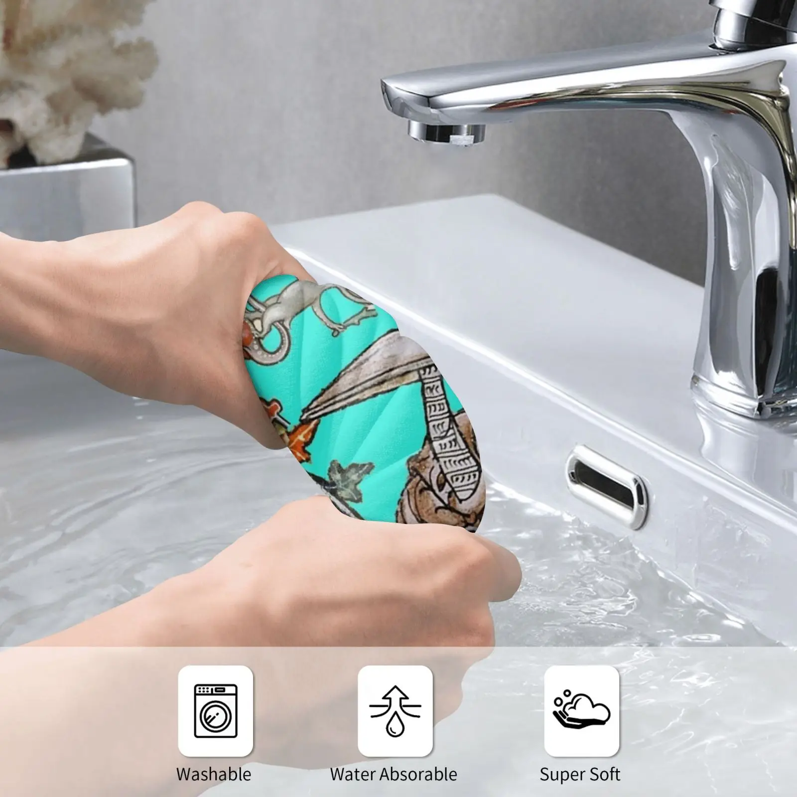 Towel Weird Medieval Bestiary War Between Snails And Killer Rabbits , Lion , Centaur Knight In Blue Filter