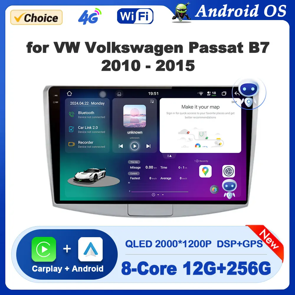 

10 '' Car Multimedia Radio Player Android OS for VW Volkswagen Passat B7 2010 - 2015 GPS Navi DSP Bluetooth 4G Wireless Carplay