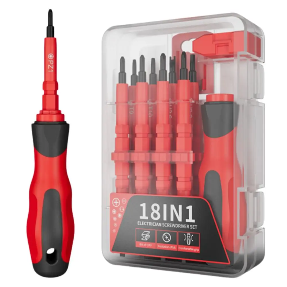 

10pcs Non-Slip Handle Screwdriver Set 18in1 Magnetic Double-ended Screwdriver Insulation Portable Screwdriver Kit Repair Tools
