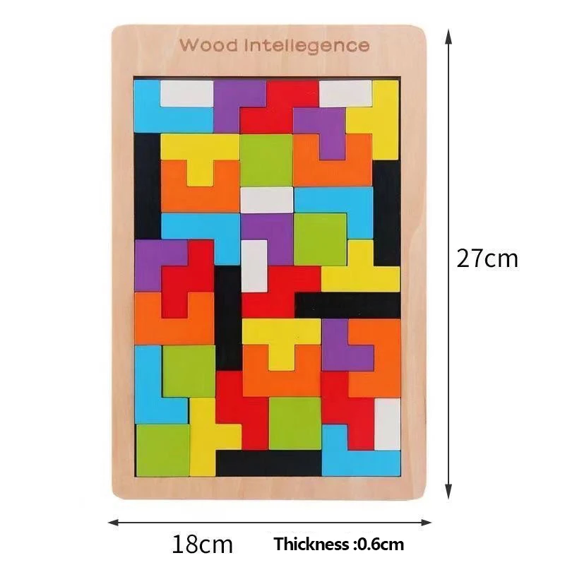 3D 나무 러시아 퍼즐 아기 조기 교육 색상 모양 게임, 어린이 생각 논리 사각형 장난감 퍼즐, 어린이 크리스마스 선물
