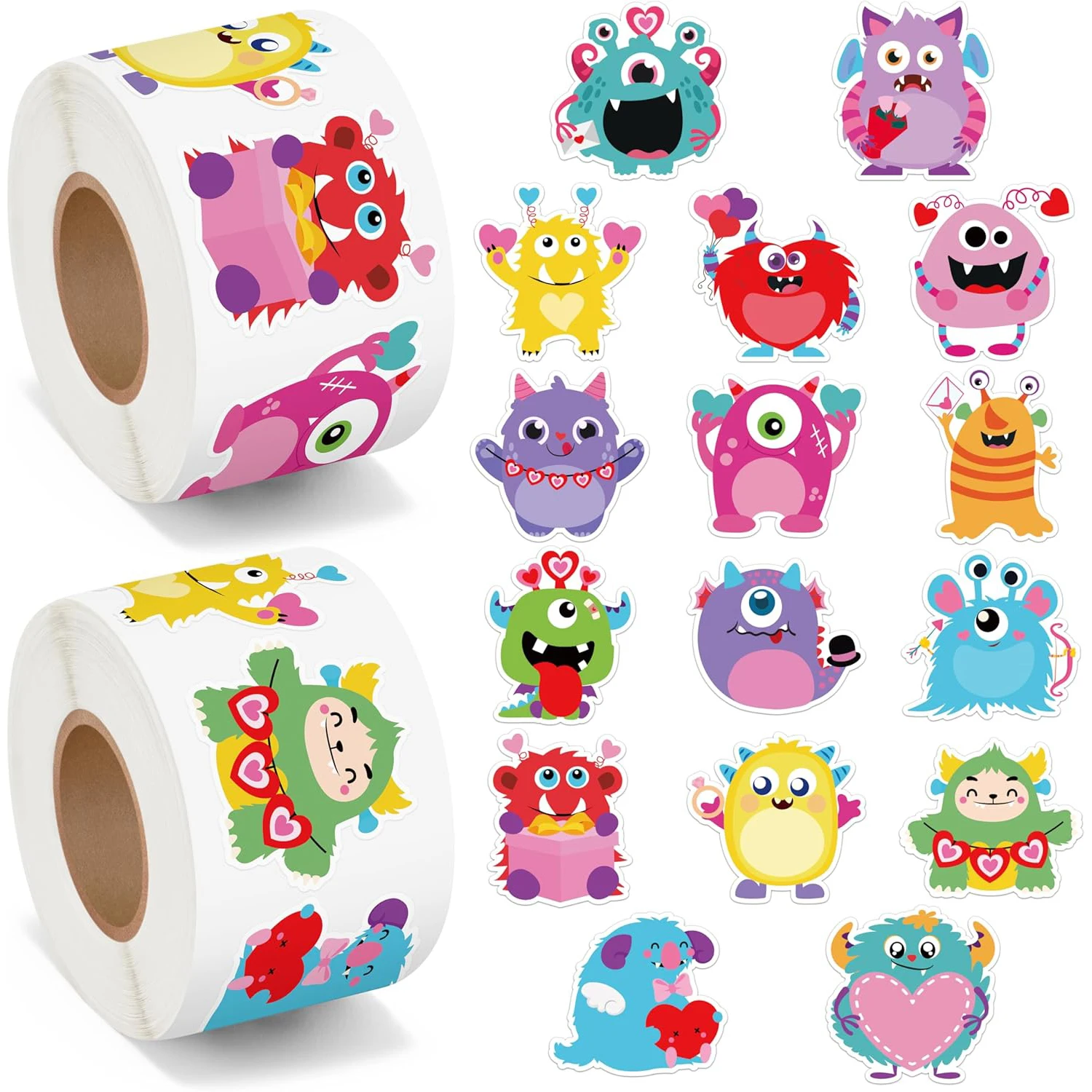 100-500pcs Cartoon Monster Sticker Gift Bags, Party Decoration, Office Supplies Seals Label Children Stationery Stickers