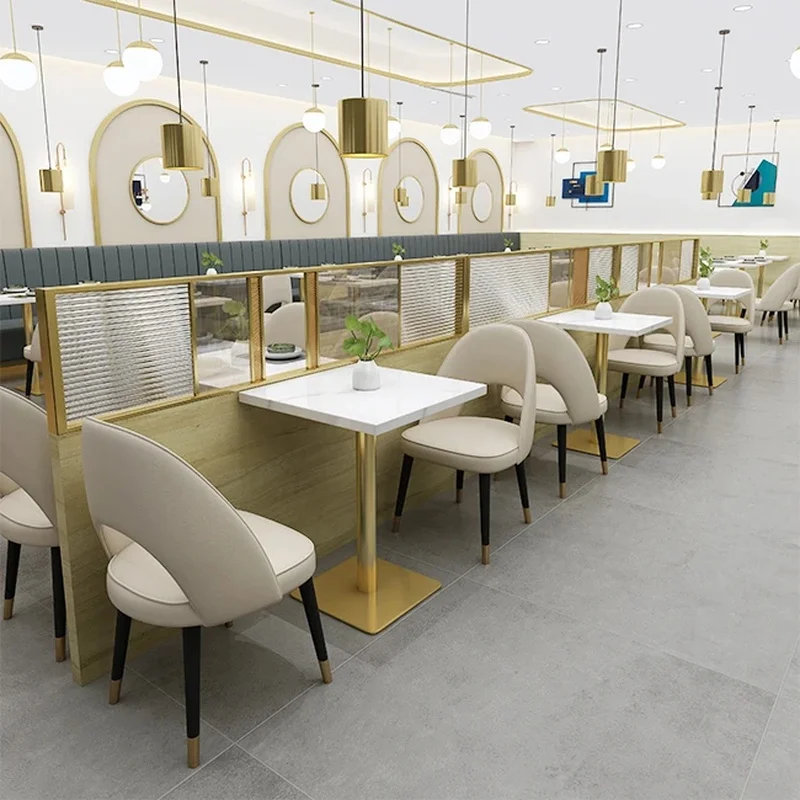 square Marble Top With 4 Seats Luxury Restaurant Table and Chairs