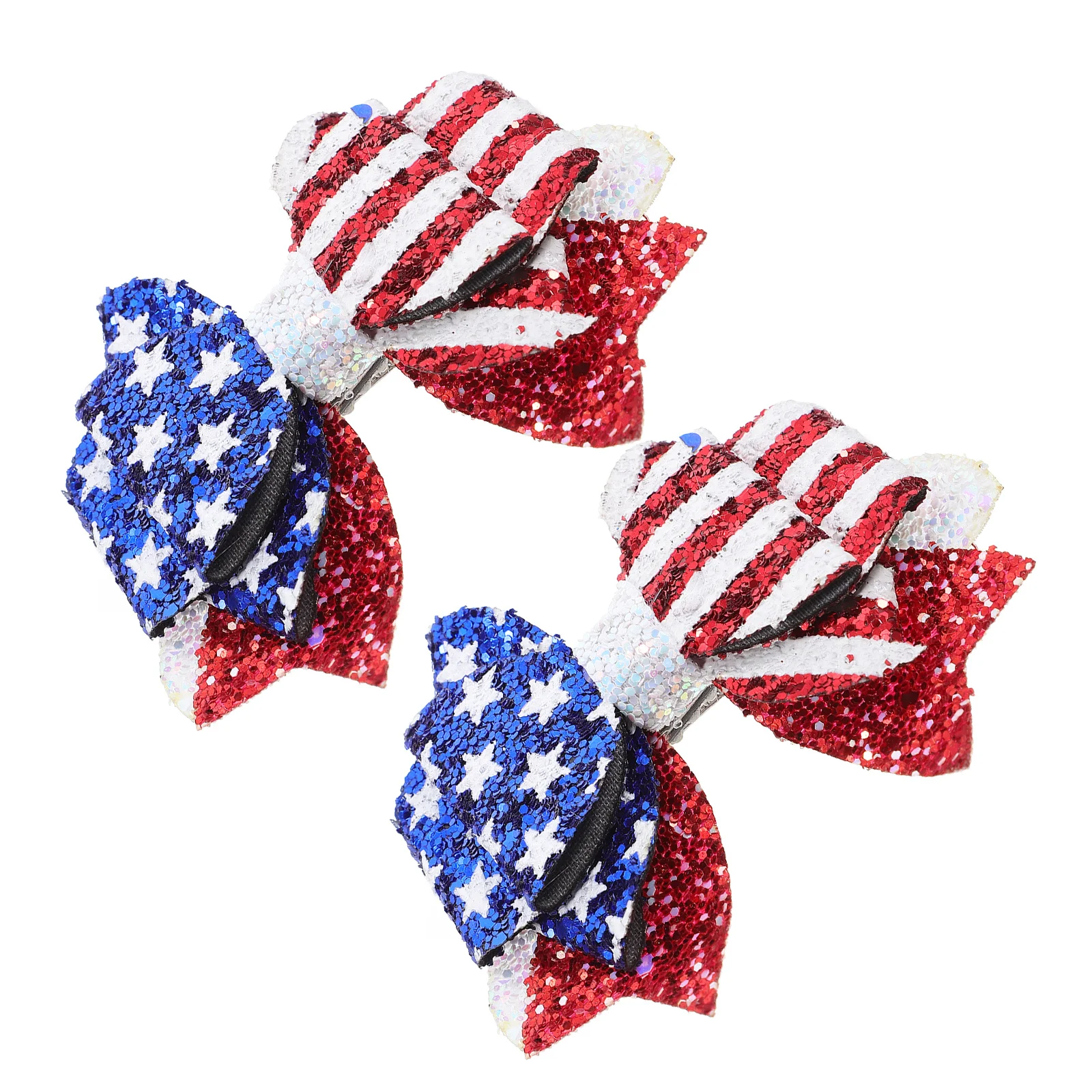 2 Stück Haarschleifen-Clip mit amerikanischer Flagge, leuchtende Farben, rutschfest, patriotischer Haarschmuck für die Party zum Unabhängigkeitstag des 4. Julis