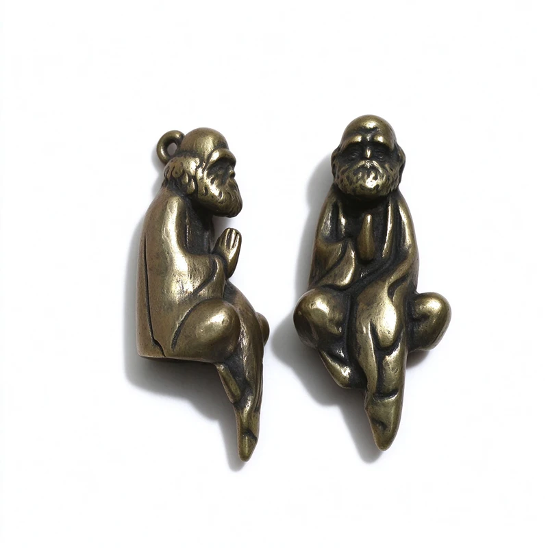 Bodhidharma Buddha Figurines Miniatures Desktop Ornament Retro Brass Master Dharma Statue Home Decor Crafts Accessories