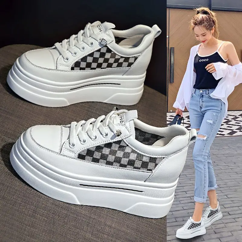 

Женская вулканизированная обувь, нескользящие кроссовки на платформе, повседневная обувь с дышащей сеткой, весенне-осенняя новая толстая подошва, Zapatillas Comodas