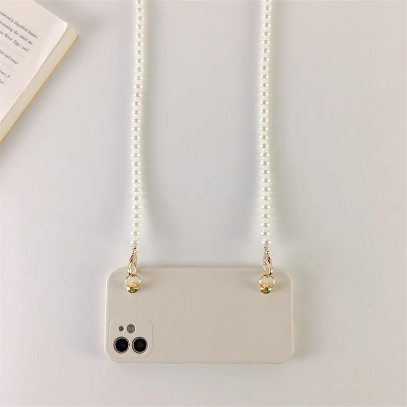 Suitable for iPhone16promax Pearl chain phone case iPhone15 Crossbody ins wind iPhone13 Soft case iPhone11 fall proof