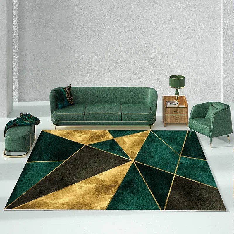 European Light Luxury Living Room Carpet Gold Diamond Velvet Rugs for Bedroom Home Decor Mat Hotel Large Area Carpets lounge rug