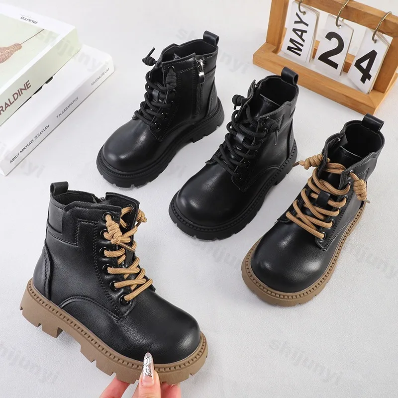 Autumn Children Ankle Boots 2025 Girls Soft-sole Non-slip Zip Princess Boots Kids Outdoor Comfort Fashion PU Leather Short Boots
