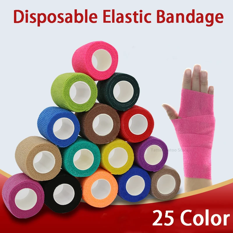 10pcs Tattoo Gun Handle Bandage for Athletic Finger Wrist Protection Non-woven Elastic Tattoo Grip Tape Cover Wrap Accessories
