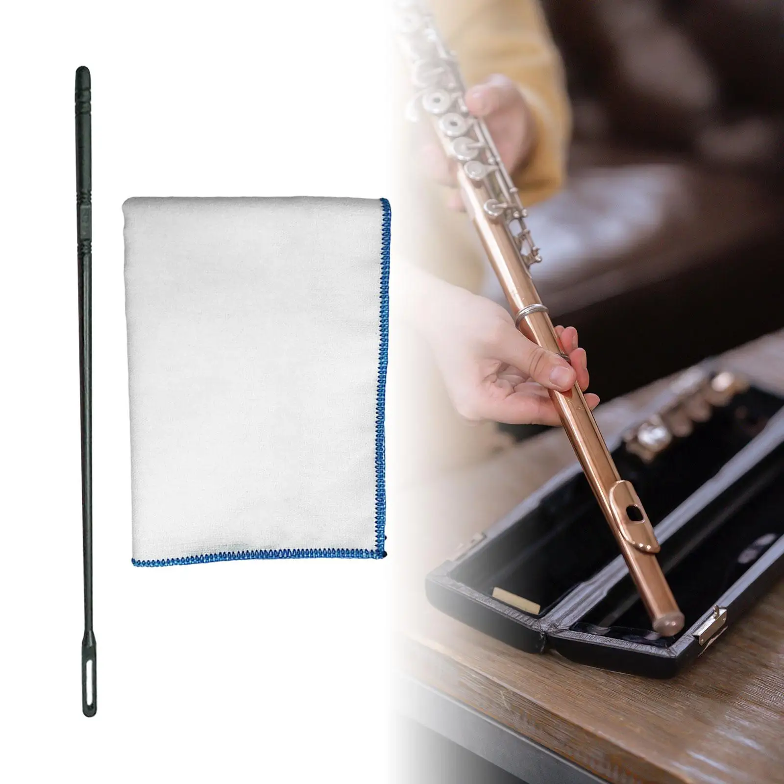 Flute Cleaning Set Multifunctional Cleaning Rod and Cloth Students Beginners