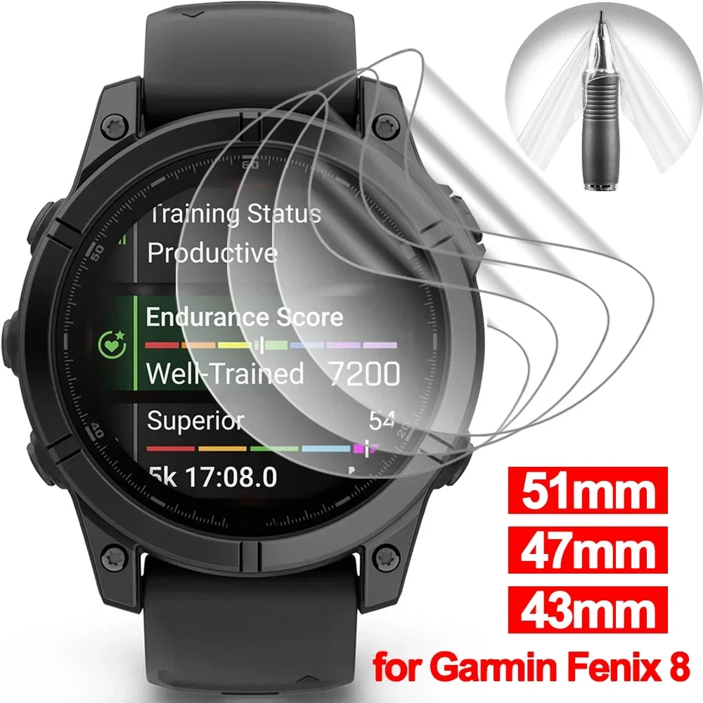 3PCS Hydrogel Film for Garmin Fenix 8 43mm 47mm 51mm Soft TPU Watch Screen Protectors HD Clear Protective Cover for Fenix 8