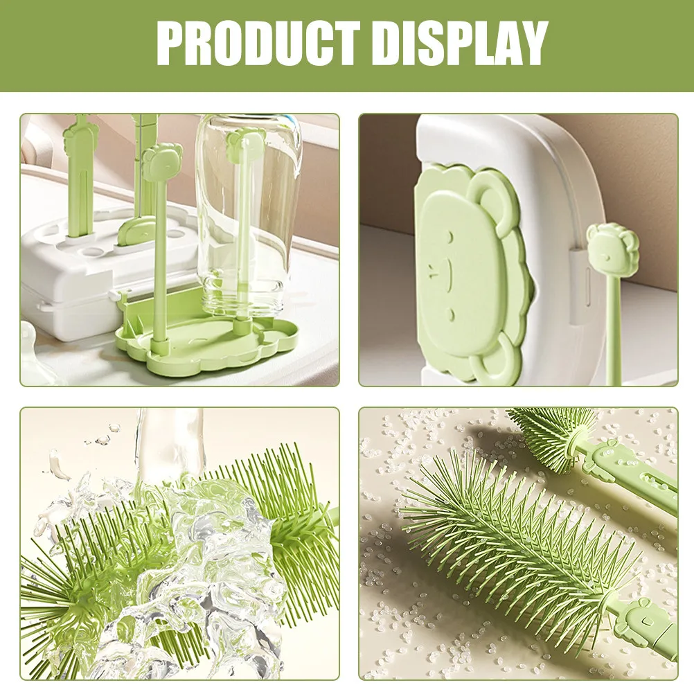1Sets Portable Silicone Bottle Brush for Babies Travel Baby Bottle Cleaner Soft Brush Head Thorough Corner Cleaning Ergonomic