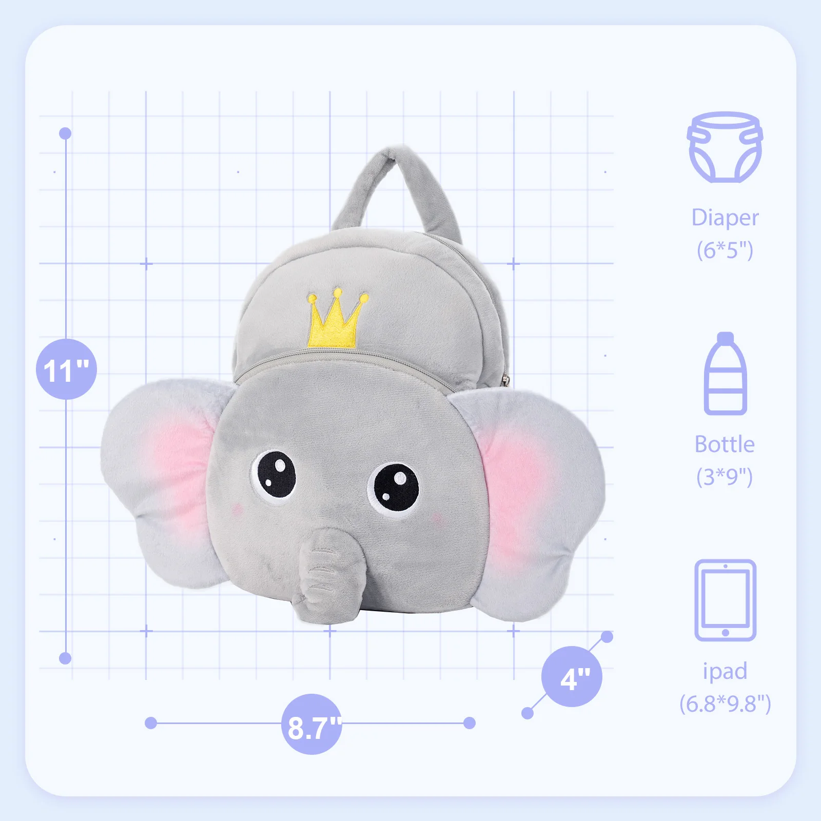 OUOZZZ Toddler Plush Backpacks with Adjustable Strap Cute Elephant Backpack Kids School Bag Mini Travel Backpack 11\