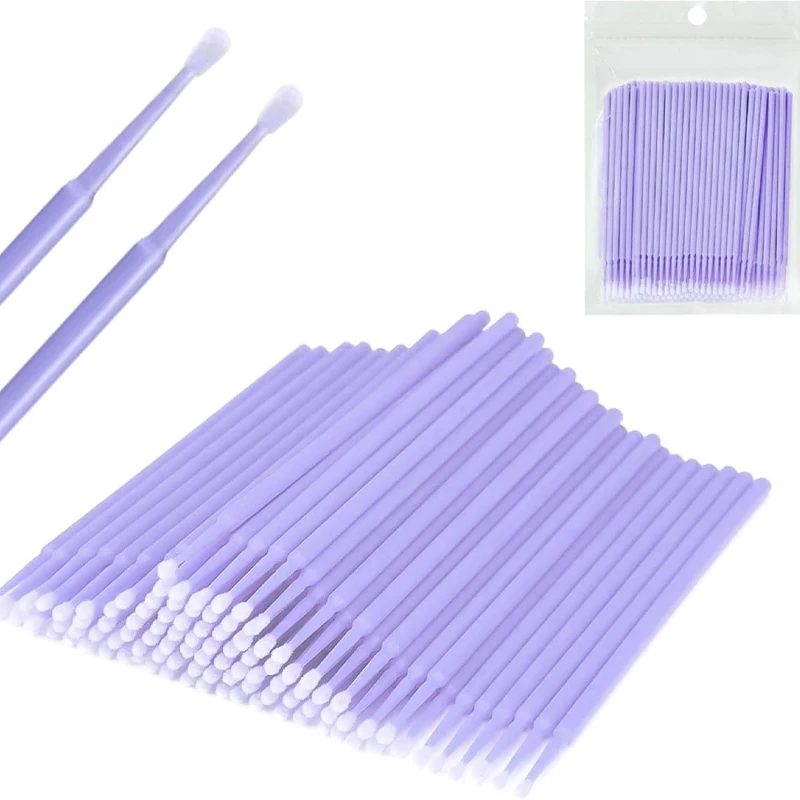 100Pcs Soft Disposable Micro Cotton Swabs Lash Extension Cleaning Brushes for Makeup Remover Salon Home Women Daily Beauty Care