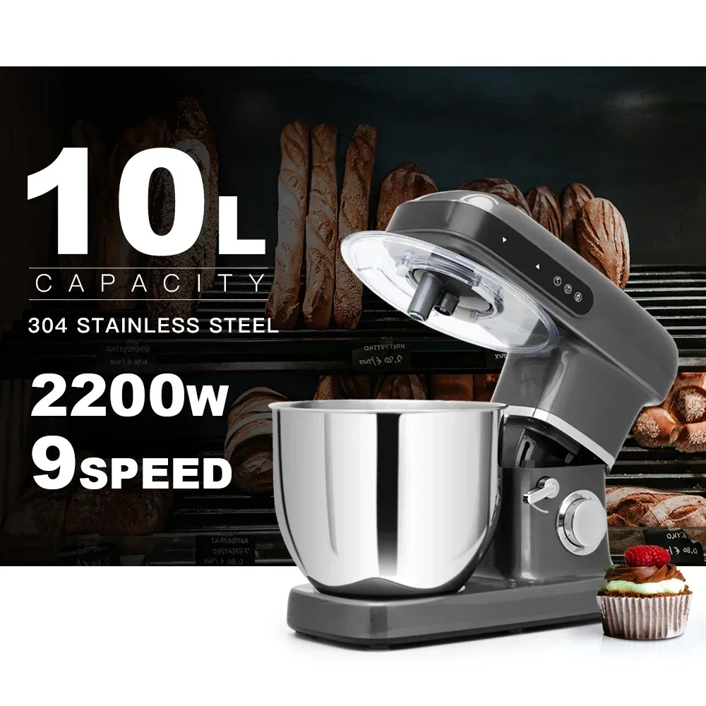 Household Stand Mixer High Power Capacity 2200W 10L Cake Bread Dough Mixer Planetary Electric Home Kitchen Appliance Food Mixer