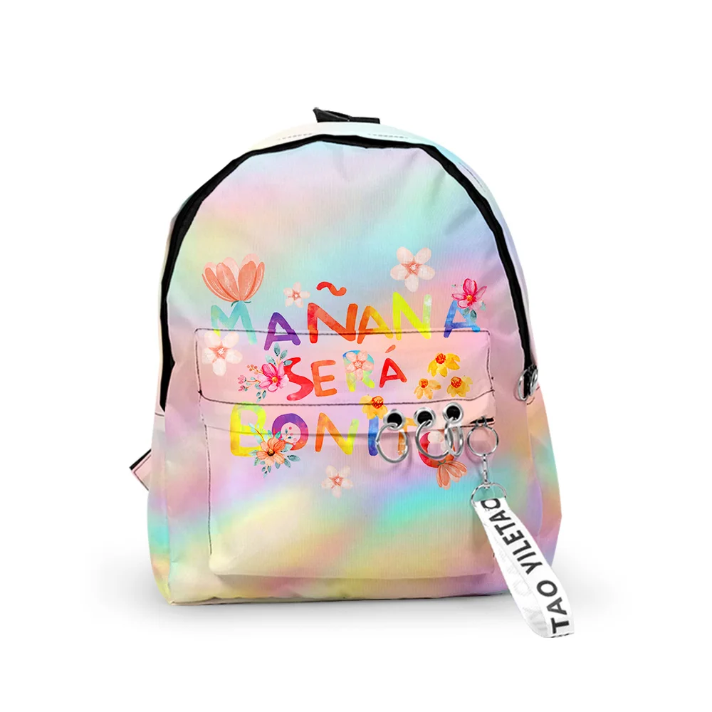 

Classic Manana Sera BonitoI Backpacks Boys/Girls pupil School Bags 3D Printed Keychains Oxford Waterproof Cute Small Backpacks