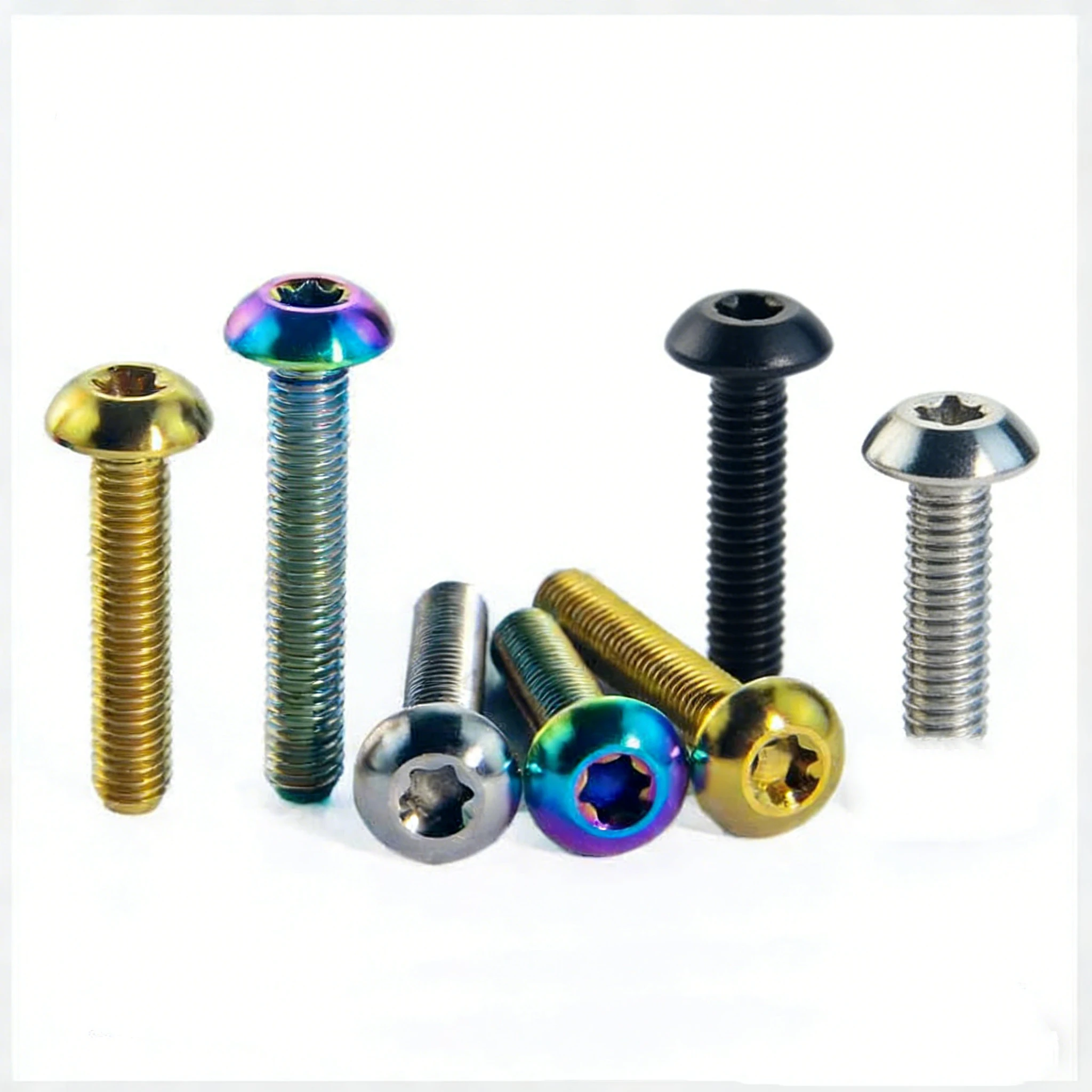 1-10pcs Titanium Alloy Half Round Head Screw Bolt M5 × 12/15/20/25/30mm Plum Blossom Screws For Bicycle Modified Repair