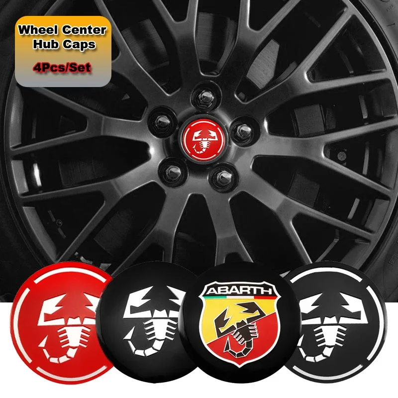 56mm Car Wheel Center Hub Cap Emblem Decal Suitable for Fiat Abarth 500e Panda Tipo FR Argo Freemont Viaggio Bravo